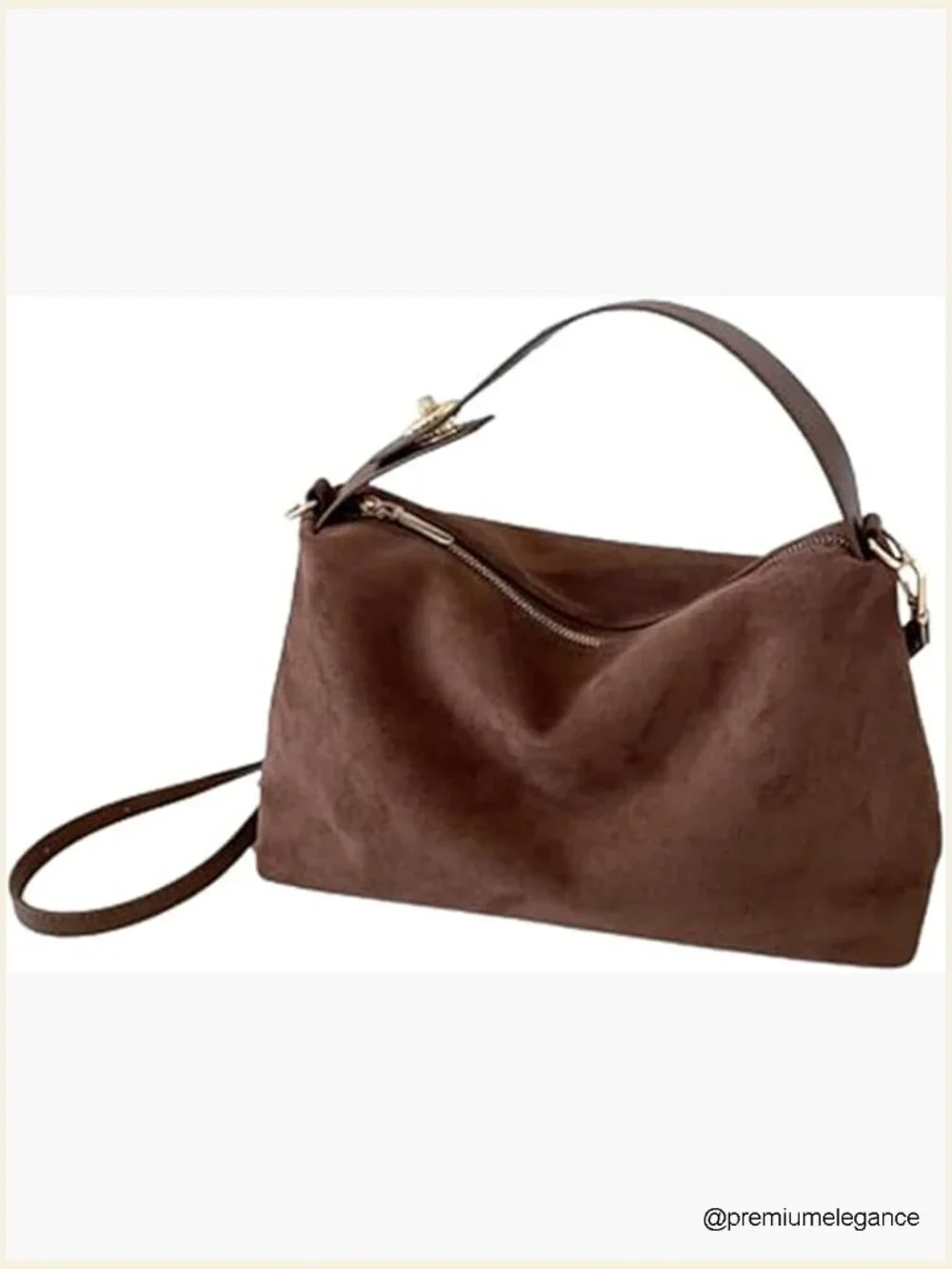Suede Tote Hobo Bag with Adjustable Strap, Crescent Shoulder Purse